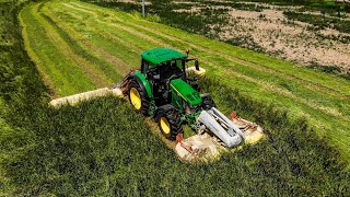 GPS Mähen mit kleinem Kraftpacket/ John Deere 6120M/ Pöttinger Mähkombi