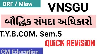 BRF/Mlaw: બૌદ્ધિક સંપદા અધિકારો II Quick Revision II T.Y.B.Com. Sem.5 II VNSGU