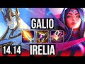 GALIO vs IRELIA (TOP) | 8 solo kills, Rank 8 Galio, Dominating | BR Challenger | 14.14