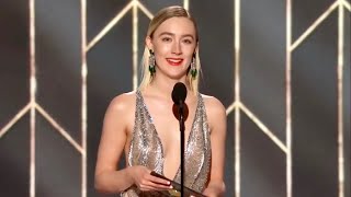 Saoirse Ronan Presenting at Golden Globes for Christian Bale [Best Actor in a Co