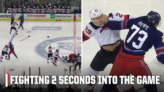 Devils vs. Rangers begins with 5 vs. 5 fight | NHL on ESPN