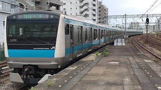 JR新子安駅から、京浜東北線各駅停車大船行きE233系1189C166宮サイと京浜東北線快速大宮行きE233系1218B115宮サイが発車！