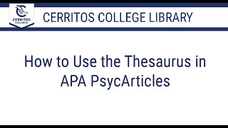 How to use the thesaurus in APA PsycArticles