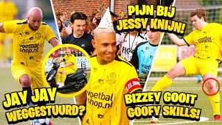 Jay Jay weggestuurd door ref. Bizzey gooit goofy skills. Pijn bij Jessy Knijn. Roy op de brommer !?