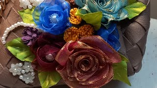 Ribbon Flower Tutorial For Bag Design | DIY Ribbon Work | EZY KAJ |