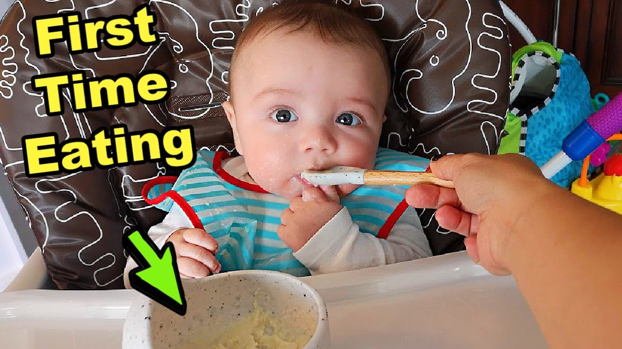 My Baby's First Time Trying Food Cute Reaction 💕 - YouTube