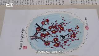 陕西西安。73岁的朱良信未上过学，8年前开始学写字画画，如今常带着自己的作品去公园供大家参观，他说比打麻将强，自己写的高兴拿出来给大家看也开心