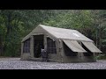 Solo camping in heavy rain in cozy 2 room inflatable tent relaxing , ASMR