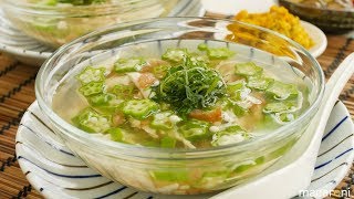 梅で さっぱり！ オクラと 鶏ささみの とろ〜り 冷製 スープ のレシピ 作り方