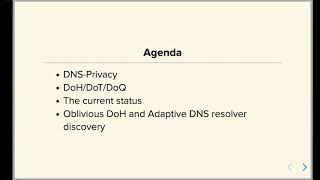 Encrypted DNS webinar, August 2020