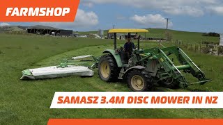 SaMASZ KT341 3.4m Disc Mower tidying up a paddock in NZ