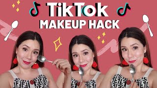 FULL FACE MAKEUP USING A SPOON | TikTok Makeup Challenge