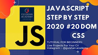 #javascript 20 - CSS Method JavaScript Tutorial for Beginners | JavaScript gulshan academy
