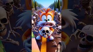 Oh no, Tails is being chased by lots of skeletons 😭 Sonic the hedgehog #sonic #tails #funnycartoon