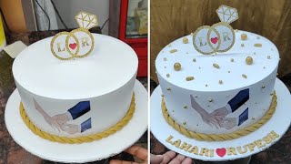 Simple and Beautiful Engagement Cake Tutorial | 2 Kg Best Engagement Cake Design