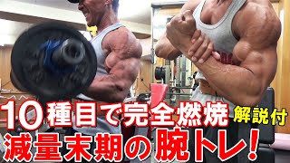 【筋トレ】ボディビル大会1週間前の腕のトレーニング（10種目）スーパーセットで二頭筋と三頭筋を追い込む【解説付】