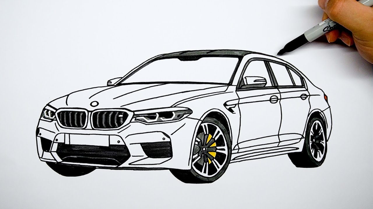 How To Draw A Car - BMW M5 - Step By Step #1 - YouTube