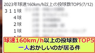 球速160km/h以上の投球数TOP5一人おかしいのが居る件【なんJ2chプロ野球まとめ】