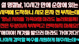 [반전 신청사연] 설날,10시간만에 순창시댁 도착하니 시모혼자 전부치는데'형님!저 여행왔으니 연락하지 마세요'시모의 시원한 응징 시작되는데/실화사연/사연낭독/드라마/라디오/사이다썰