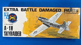 IMC 1969 A-1H Douglas Skyraider Battle Damaged Vintage Model Airplane Kit Unboxing Review