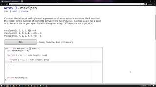 Coding Bat Java - Arrays 3 - Max Span