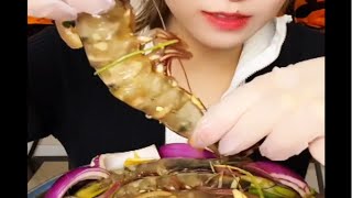 【大牙妹·王欣】 生腌大虎虾合集 吃很香 但吧唧嘴避雷