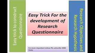 How to develop Questionnaire (Research tools for Ms/M.phil Thesis)