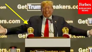 BREAKING NEWS: Trump Shows Off 'Official' Gold Sneakers At Sneaker Con In Philadelphia, Pennsylvania