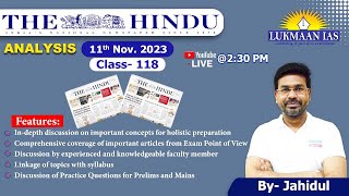 The Hindu Newspaper Analysis | 11th November 2023 | By Jahidul | Lukmaan IAS