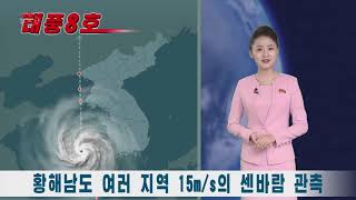 北朝鮮 「27日1時半頃の台風8号情報 (27일1시반경 태풍8호 정보)」 KCTV 2020/08/27 日本語字幕付き