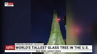 World’s tallest glass Christmas tree unveiled in US