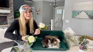 Making a Bouquet & Boutonniere for a Friends Wedding! Roses, Ranunculus, Baby’s Breath, Eucalyptus!