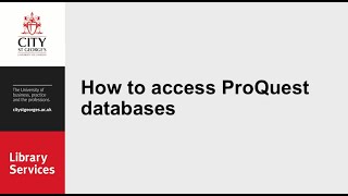 ProQuest - Accessing Tooting Databases