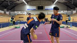 sepaktakraw 第27回北海道セパタクローオープン選手権大会　決勝　2set 阪神酒販first(中嶋・奈良輪・富士本)vs A.S.WAKABA(鎌田・深井・春原)