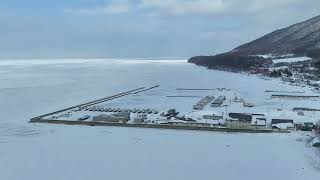 DJI Mavic 3 drone panorama on Lake Saroma near Piraoro Observatory, Hokkaido, Japan, 2023 02-02