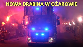 NOWA DRABINA Z ROSENBAUERA DLA OSP OŻARÓW MAZOWIECKI - Powitanie wozu 669[M]85 SD-32 Volvo FL280