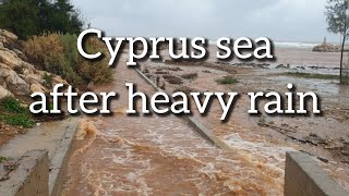 Red sea after rain. Winter in Cyprus