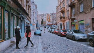 WALKING IN PRAGUE - Vršovice Quarter - Bohemian/ Artist/ Hipster District 4k Walk POV HDR ASMR