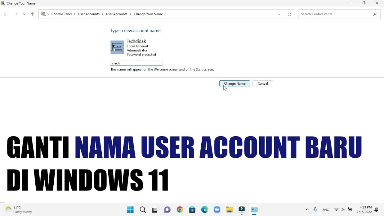 Cara Mengganti Nama User Account Di Windows 11 , 10 - YouTube