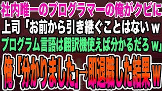 【総集編｜感動する話】社内唯一のプログラマーの俺がクビに上司「お前から引き継ぐことはないwプログラム言語は翻訳機使えば分かるだろw」俺「分かりました」→即退職した結果w