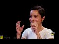 zoë kravitz gets trippy while eating spicy wings hot ones