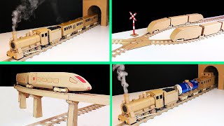4 Models Cardboard Train |  High-Speed Train |  Steam Train | Cardboard Bridge | Compilation,