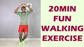 20 Minute Fun Walking Exercise/ Walk at Home 2500 Steps 🔥 200 Calories🔥