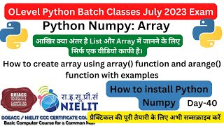 Numpy Tutorial in Hindi | How to create Numpy Array | Array() Vs arange() function in Python