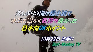 久しぶりの海は 超小波で 水温も温かく 気持ちよかった 日本海のポイント 241022 ~サーフモンキーTV