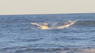 Massive Surf Forces This Captain To Ride The Wave Back Through The Manasquan Inlet