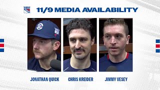 NYR at DET: Jonathan Quick, Chris Kreider \u0026 Jimmy Vesey Postgame Availability | Nov. 9, 2024