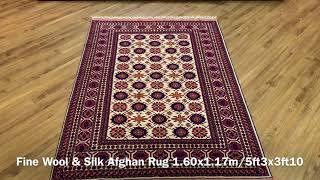 Fine Afghan Wool \u0026 Silk Rug 1.60×1.17m (5’3″x3’10″)