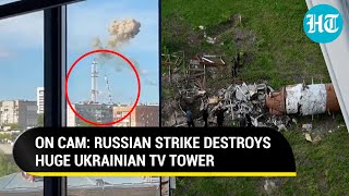 Russian Kh-59 Missile Strike On Kharkiv Snaps Ukraine's 787-foot TV Tower In Half | Watch