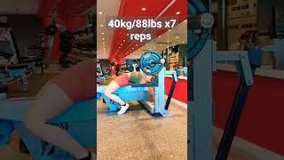40kg/88lbs x7reps bench press #powerlifting #femalefitness #girl #fit #subscribe #powerliftingwomen